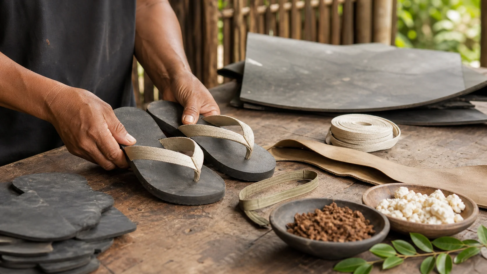 Sandália de Borracha Ashaninka Para Calçados Urbanos Eco-Ancestrais